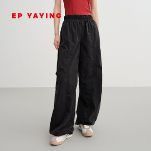 机能风磨毛尼龙直筒阔腿休闲裤 EP雅莹2025冬装 工装 女装 6412A 新款