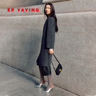 8320A 商场同款 EP雅莹毛呢外套女 国风刺绣骆驼绒混纺羊毛长大衣