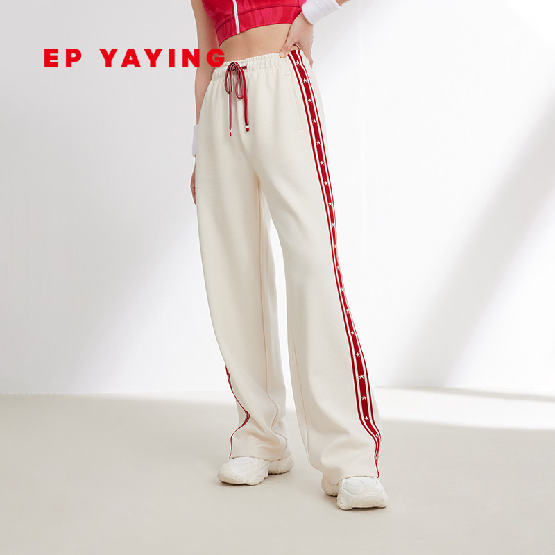 EP YAYING雅莹女装 羊毛空气层抽绳休闲直筒裤 2024早春新品6419A