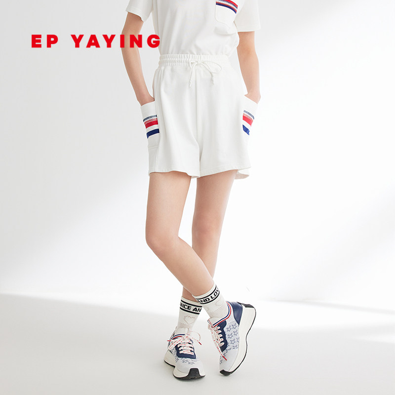 EP YAYING雅莹女装 设计感撞色运动风阔腿短裤 2023新款6208A