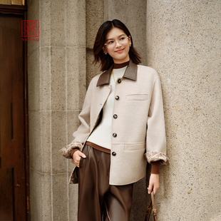 8220A 2025秋冬新款 EP雅莹高端系列 绵羊毛巴恩风翻领毛呢外套