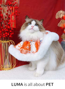 LumaMix盒几 原创春节元旦新年圣诞宠物衣服披肩斗篷保暖秋冬猫咪