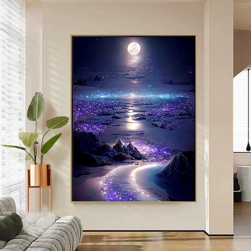 自己贴钻石画满钻梦幻星河2026新款唯美夜景客厅玄关走廊过道风景