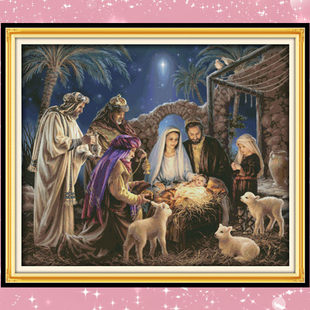 Embroidery Jesus Birth of the Cross Stroke New Study Living Room Oil Painting Full Embroidered Embroidery 14CT Embroidery