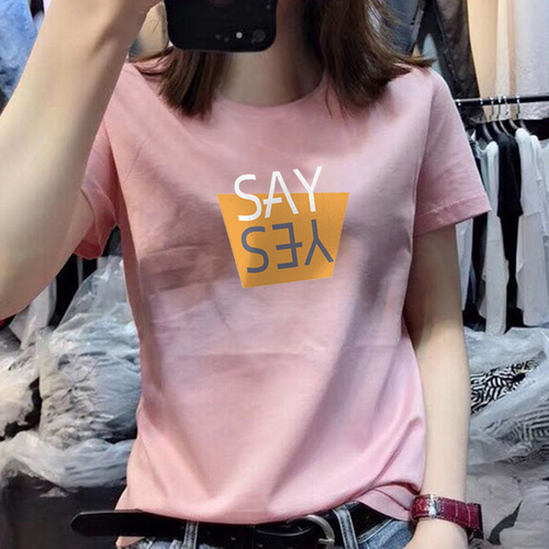 Official picture real price no reduction letter short sleeve T-shirt for women