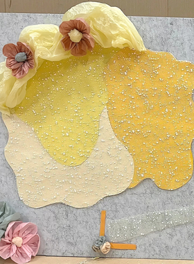 幼儿园黄色主题文化墙边框布置装饰雪点纱环创材料班级教室黑板报