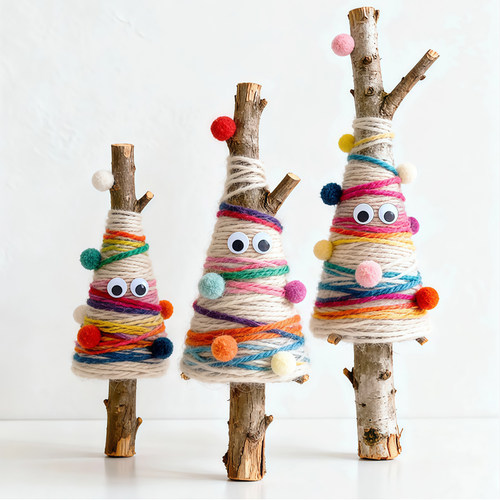 编织区毛线小树半成品材料幼儿园大班美工区装饰布置儿童手工制作