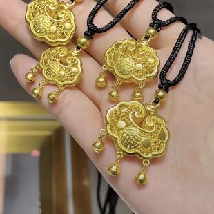 平安福字吊坠女款金包银平安如意锁平安长命锁挂坠节日送女友礼物