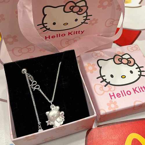 可爱吊坠足银魔法棒凯蒂猫项链