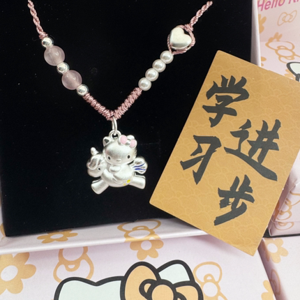 999纯银项链女凯蒂猫吊坠生肖马纯银轻奢小众kitty猫学生生日礼物