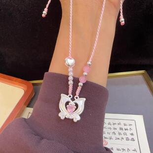 足银999巴啦啦小魔仙项链纯银编制爱心小众锁骨链送闺蜜女友礼物