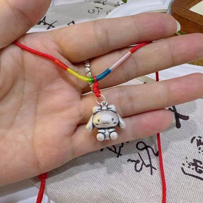 手工编绳三丽鸥玉桂狗项链足银