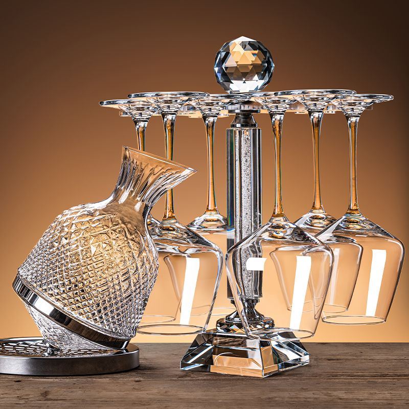 水晶玻璃勃艮第红酒杯醒酒器套装一体架轻奢高档葡萄酒高脚杯子