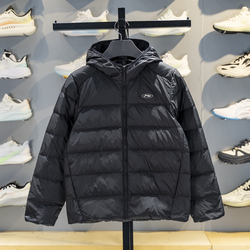 李宁保暖连帽儿童防泼水羽绒服