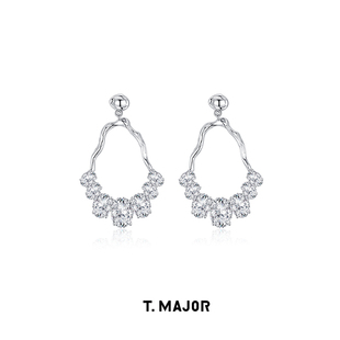 T.MAJOR潺绕系列 小众设计感S925银耳环 水晶不规则华丽闪耀
