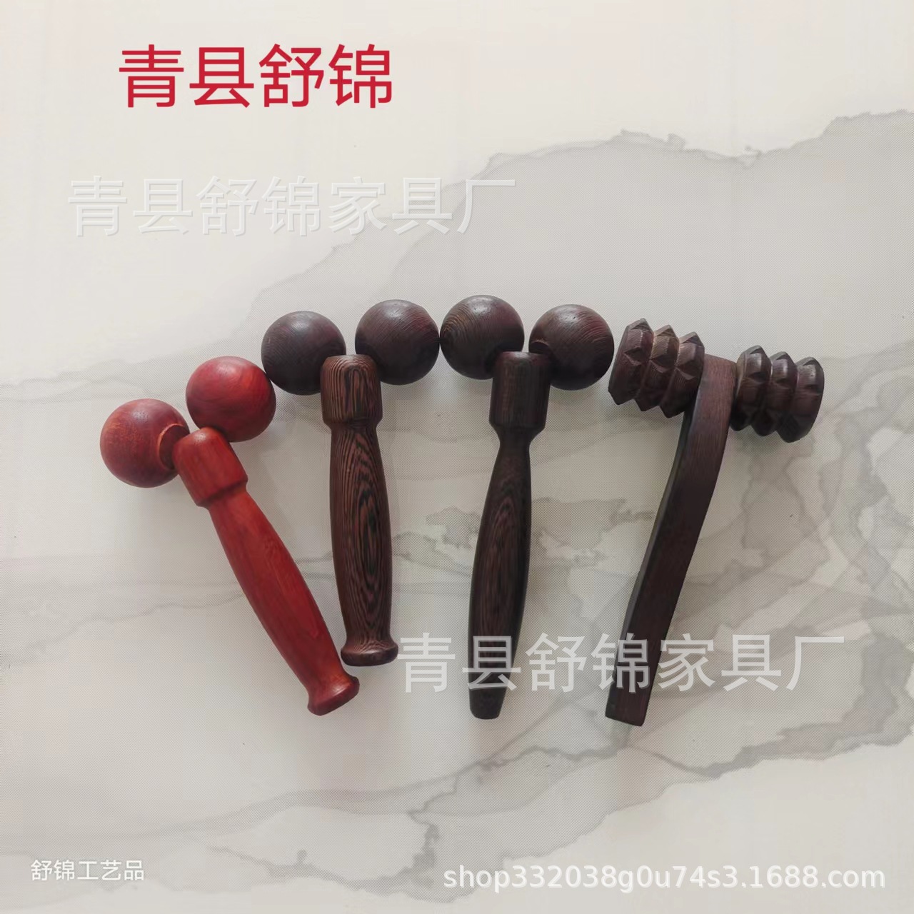 鸡翅木 4轮按摩车 滚轮车按摩器 木质腰部按摩车鸡翅木二球