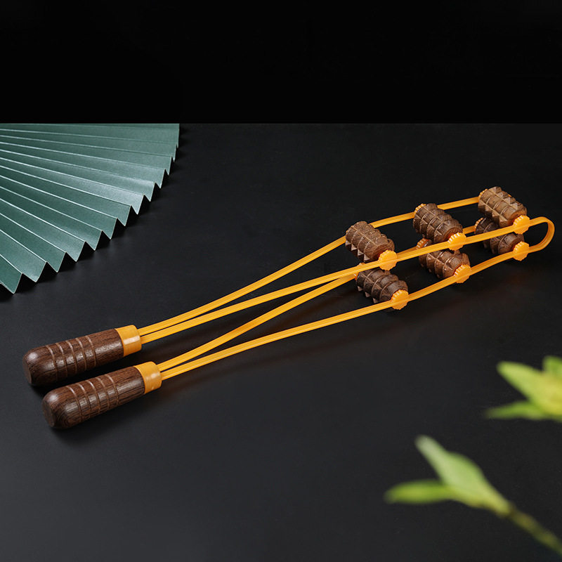 精工鸡翅木拉背轮滚轮拉背条家用后背部按摩器腰部颈椎放松经络器