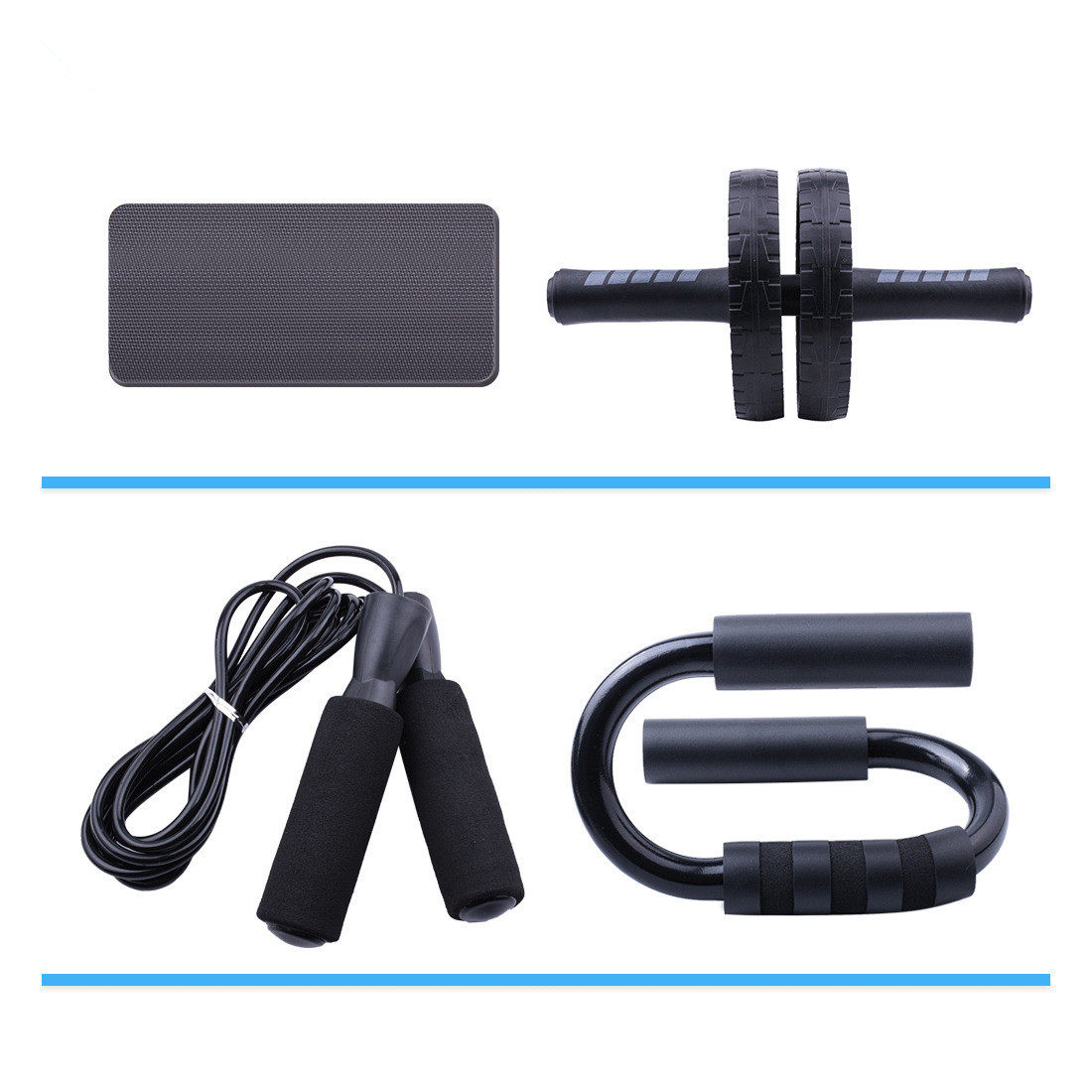 健腹轮俯卧撑支架跳绳3件套套装健身器材组合家用运动健身厂家