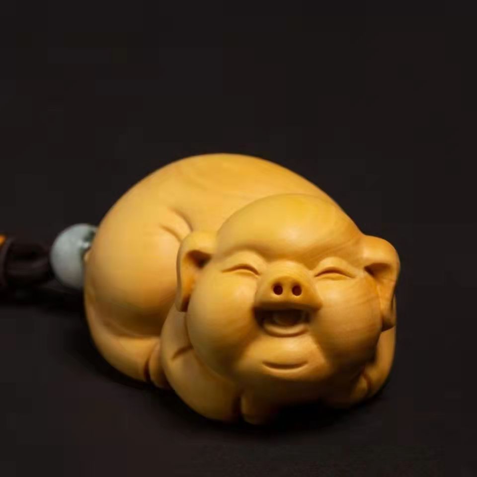 黄杨木雕刻工艺实木文玩手把件男士随身把玩件小动物猪礼