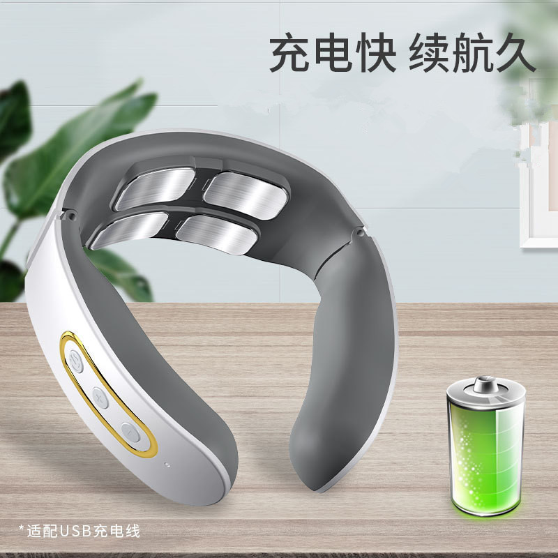 四头颈椎按摩仪热敷护颈仪智能语音颈椎按摩器家用电磁脉冲