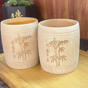 竹制炭化水杯子啤酒杯 家用商用无漆茶筒工艺品水杯茶杯竹筒