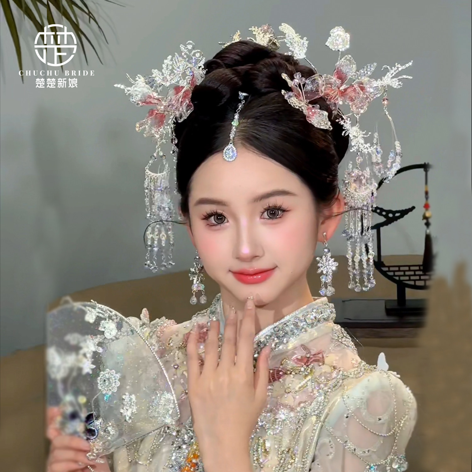 新娘银色头饰中式发饰