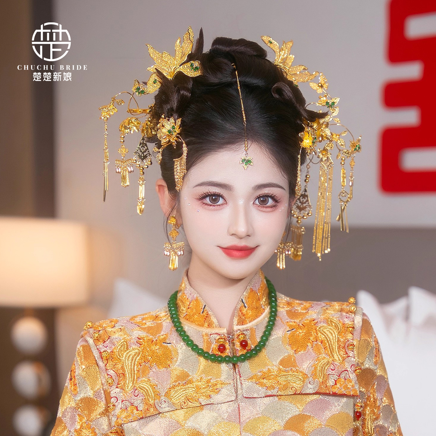 2025新娘头饰中式古风流苏大气结婚古装汉服晨袍婚礼发饰套装