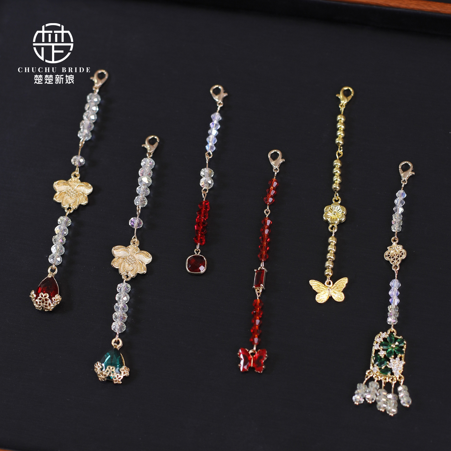 新款中式新娘头饰眉心坠古装秀禾服额饰配件凤冠额式配饰