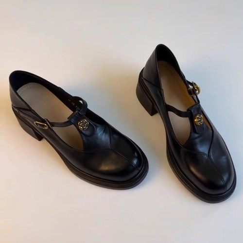 小香风灰色方头玛丽珍单鞋女鞋子2026新款春季百搭法式粗跟通勤鞋