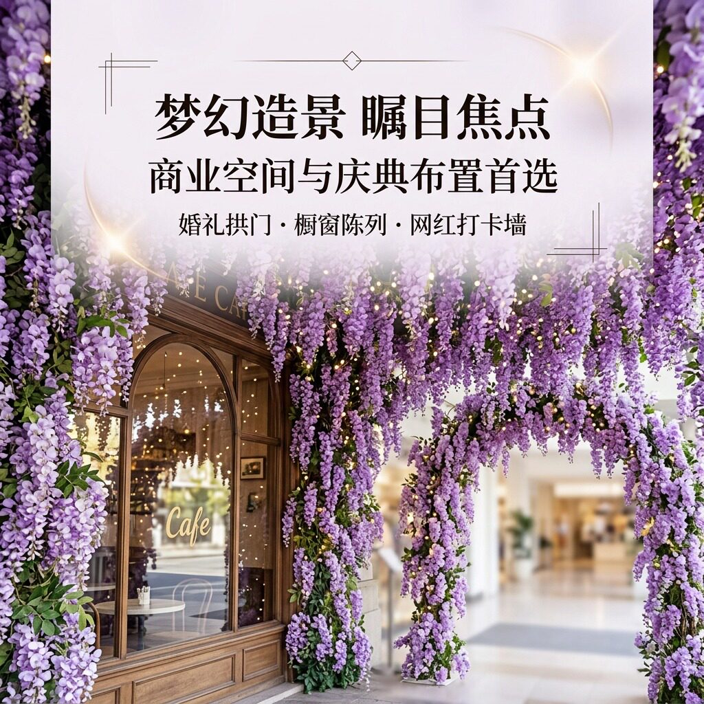 仿真紫藤花藤条空调管道遮挡