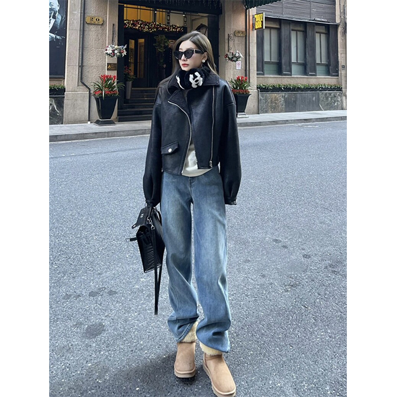 窄版直筒牛仔裤女2025秋季新款高腰宽松显瘦高个子加长休闲阔腿裤