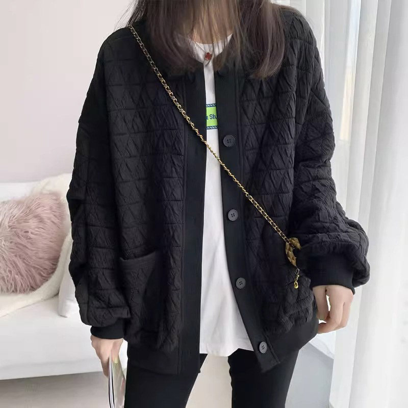 黑色棒球服外套秋装女款2024年新款大码上衣休闲百搭长袖开衫卫衣