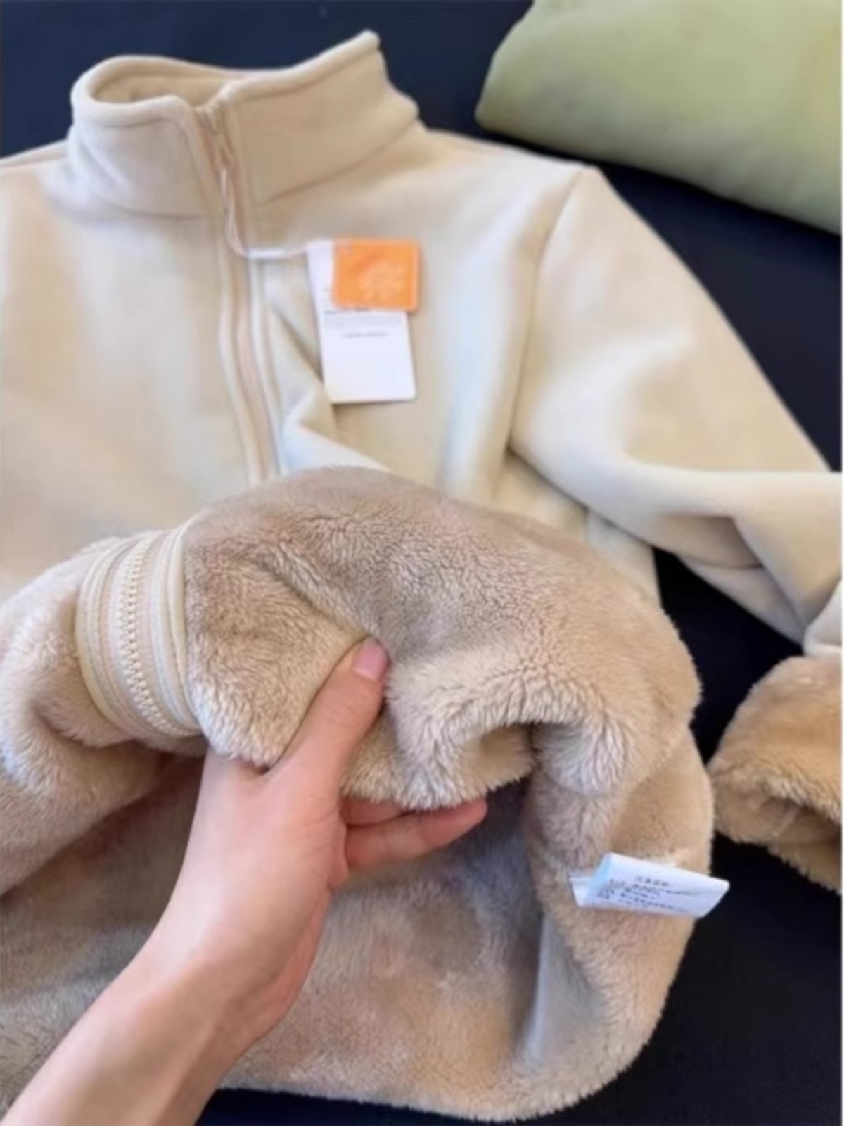 杏立领极地羊毛夹克妇女在冬季加厚羊绒夹克衬里温暖开衫上衣