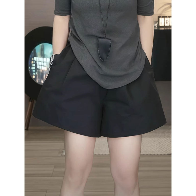 黑色休闲短裤女夏季小个子热裤蓬蓬a字阔腿裤2026超火巨好看裤子