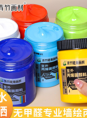 青竹丙烯颜料墙绘专用500ml套装彩绘室外防水防晒大桶装儿童金色白色纺织涂鸦鞋子diy材料手绘画材官方旗舰店