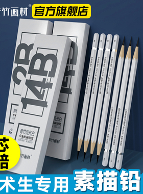 青竹素写笔美术生专用素描铅笔工具套装炭笔软硬中学生用2比铅笔素描初学者2b4b6b8b素描铅笔绘图画材旗舰店