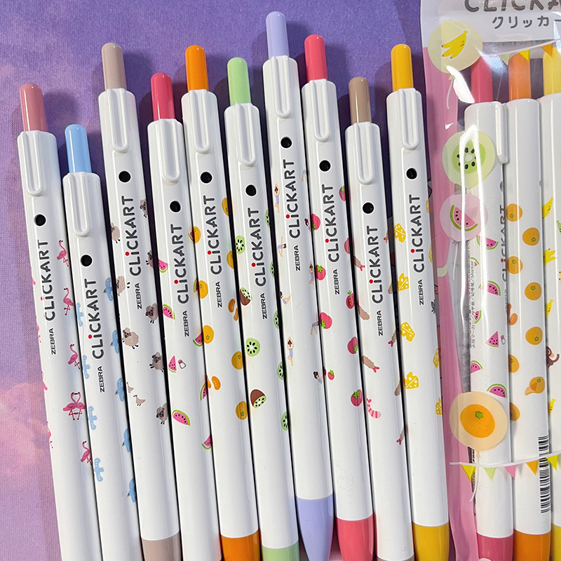 日本斑马zebra新款水果动物五周年拾趣限定clickart手账水彩笔