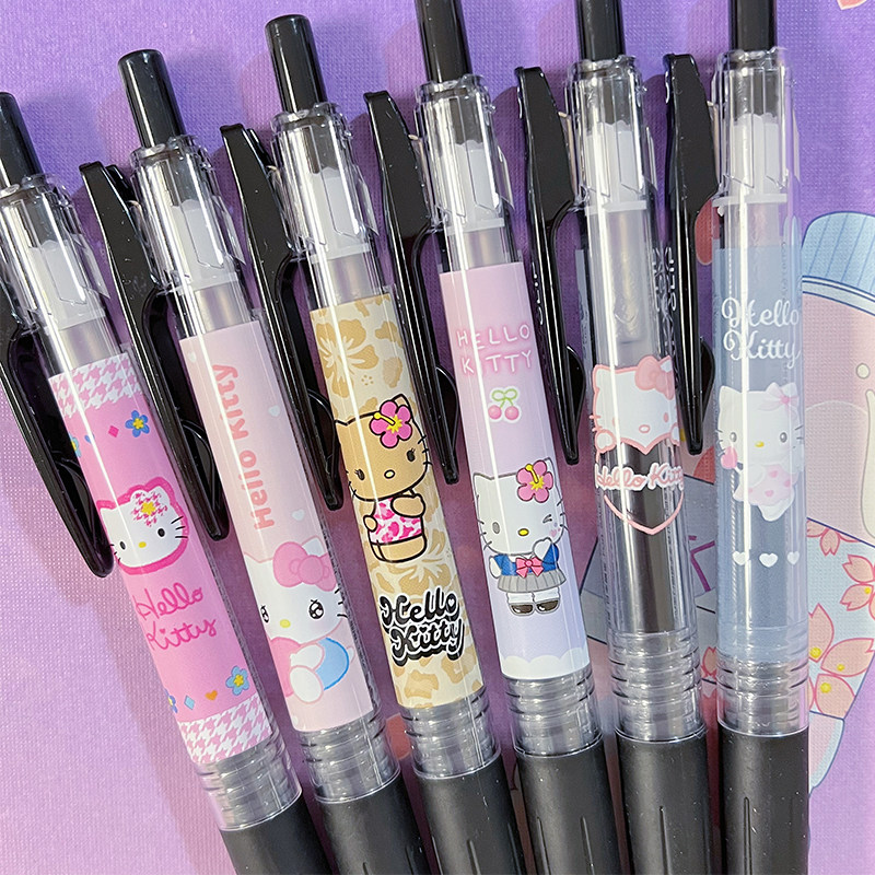 日本zebra斑马三丽鸥新款hellokitty限定黑皮学院千鸟格kt中性笔图片