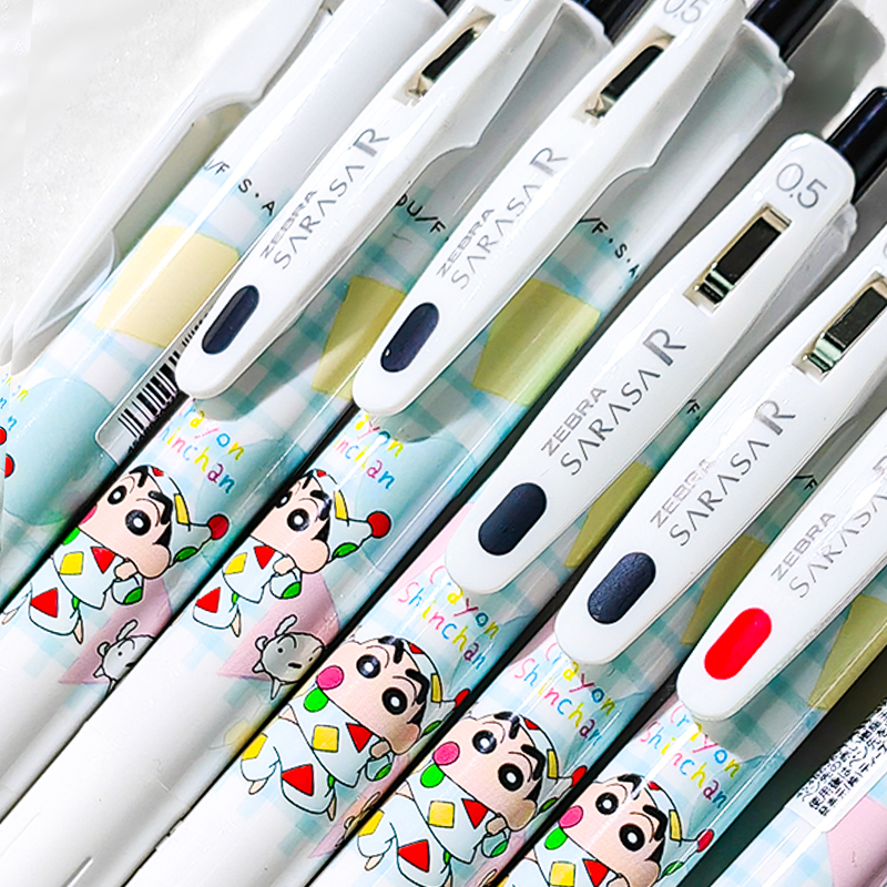 日本zebra斑马新款蜡笔小新睡衣限定浓墨JJ29中性笔考试黑水笔0.5