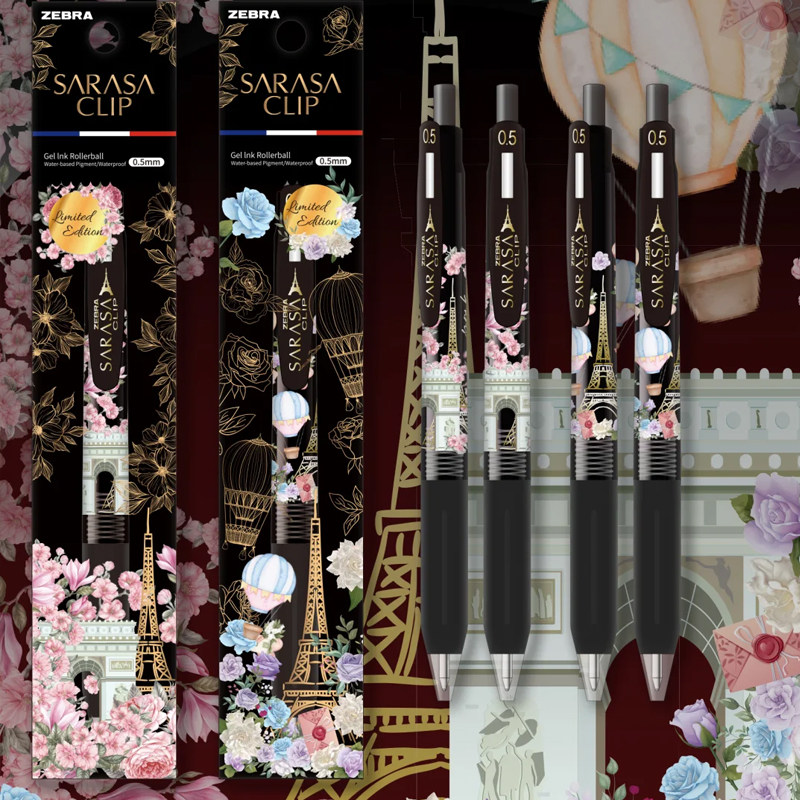 新款日本ZEBRA斑马盛开巴黎铁塔二代法国花朵中性笔限量版黑水笔