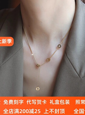 18K金小蛮腰流苏项链女锁骨链