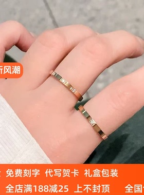 18K金戒指女AU750玫瑰金