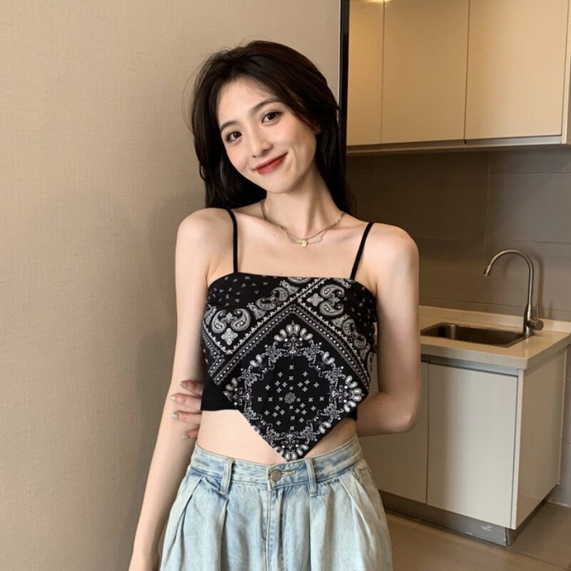辣妹穿搭风腰果花吊带背心女2023新款夏季chic风性感内搭外穿上衣图片