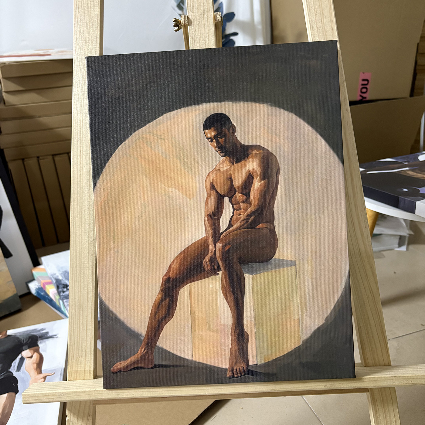 肌肉男模特装饰画卧室挂画喷绘油画靠墙工作室男体有型艺术