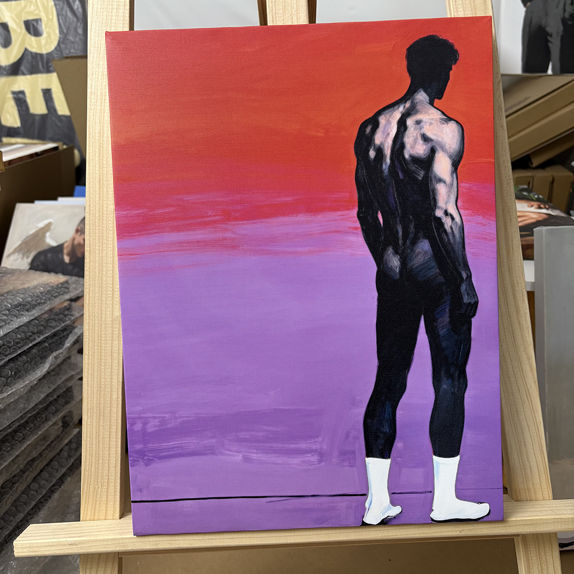 肌肉男暗系反差白袜装饰画挂画喷绘油画卧室靠墙男体艺术画框