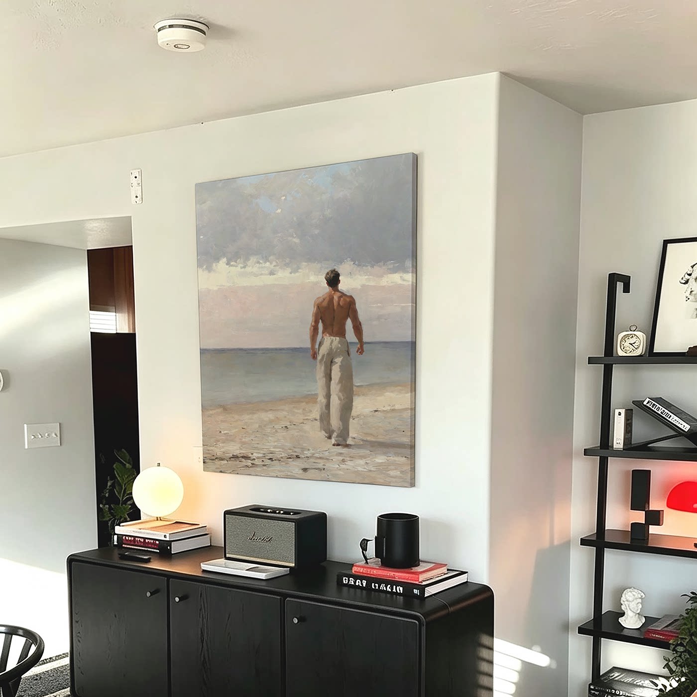 沙滩肌肉高清装饰画卧室挂画喷绘油画室内靠墙工作室男体艺术