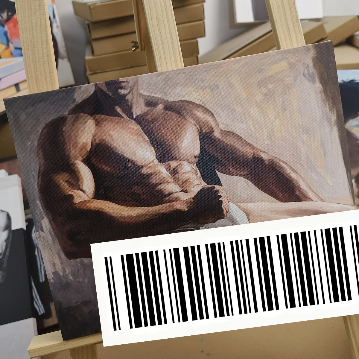 写实风男性人体艺术装饰画健身房工作室氛围感挂画小众高级感
