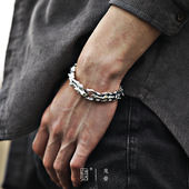 霸气个性 精工版 设计纯银龙骨手链男士 复古本命年龙头龙鳞手饰品潮