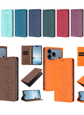适用三星 Galaxy A17/A15/A34/A54/A53/M55/A07/A22/A52/A35/A55/A36/A56 PT26俏皮猫 商务款 翻盖式防摔