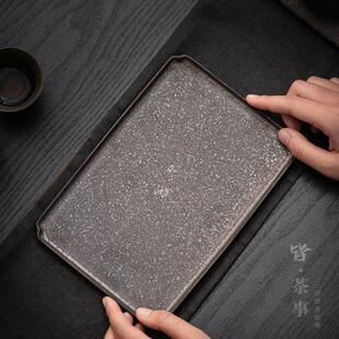 功夫茶具客厅办公室干泡小茶台茶托 家用陶瓷茶盘复古鎏金托盘中式